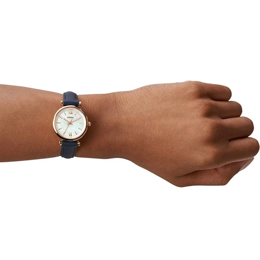Fossil Women's Mini Stainless Steel and Leather Quartz Watch Navy blue leather - Picture 5 of 5